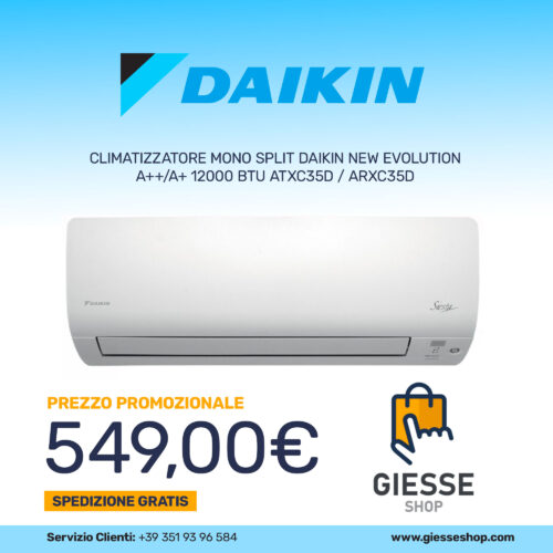 CLIMATIZZATORE MONO SPLIT DAIKIN NEW EVOLUTION A++/A+ 12000 BTU - ATXC35D / ARXC35D