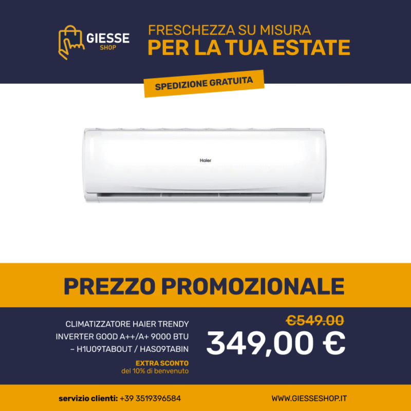 CLIMATIZZATORE HAIER TRENDY INVERTER GOOD A++/A+ 9000 BTU - H1U09TABOUT / HAS09TABIN