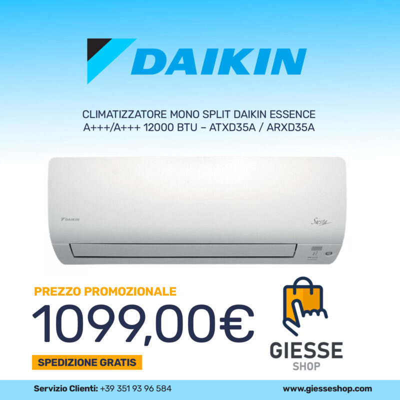 CLIMATIZZATORE MONO SPLIT DAIKIN ESSENCE A+++/A+++  12000 BTU - ATXD35A / ARXD35A